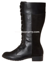 Shoes- {Fitzwell} Black Combat Lace-Up Wide Calf Boots Sale! Shoes