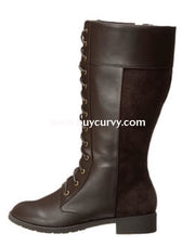 Shoes {Fitzwell} Dark Brown Lace-Up Wide Calf Boots Sale! Shoes