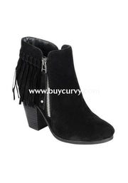 Shoes {Just My Style} Black Fringed Boots With Platform Heel & Side Zipper Shoes