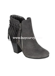 Shoes {Just My Style} Gray Fringed Boots With Platform Heel & Side Zipper Sale! Shoes