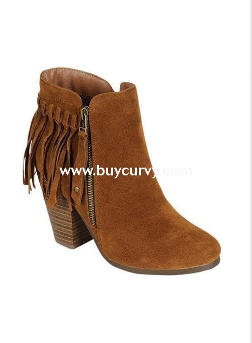 Shoes {Just My Style} Tan Fringed Boots With Platform Heel & Side Zipper Sale! Shoes