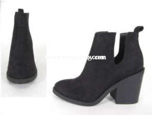Shoes- Soda Black Side Cut Stacked Block Heel Booties Sale! Shoes