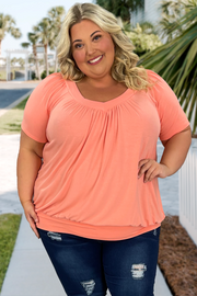 90 SSS-B {The Best Of The Best} Coral V-Neck Top PLUS SIZE 1X 2X 3X
