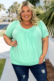 90 SSS-A {The Best Of The Best} Mint Green V-Neck Top PLUS SIZE 1X 2X 3X